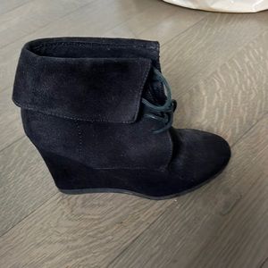 Black suede wedge